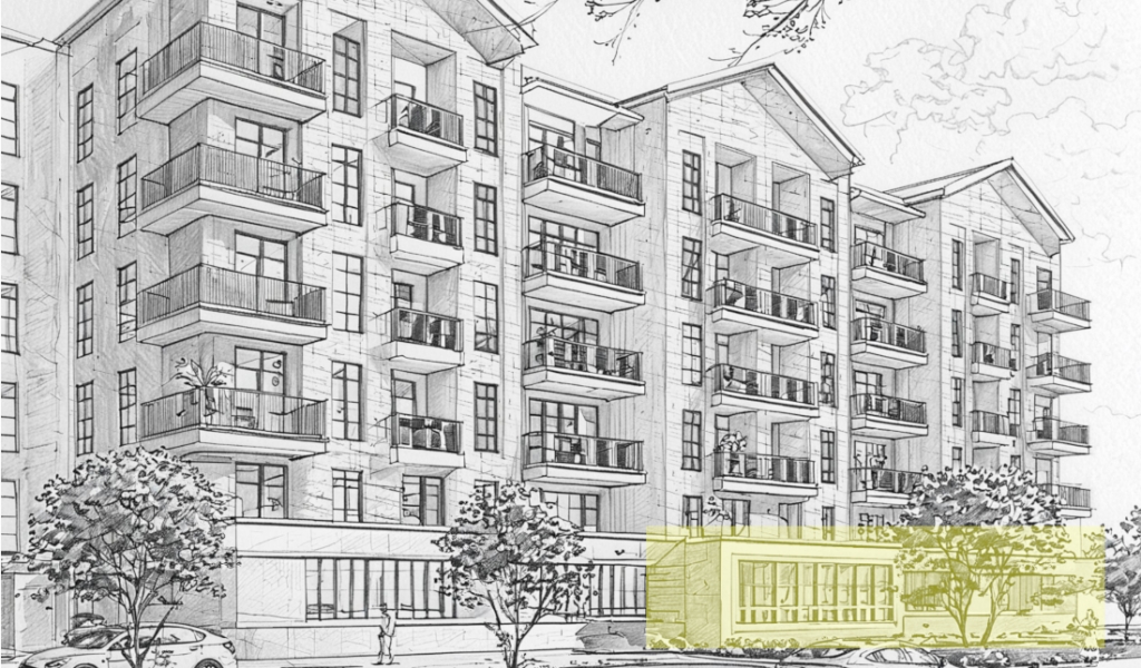 Drawing shows facade preserved