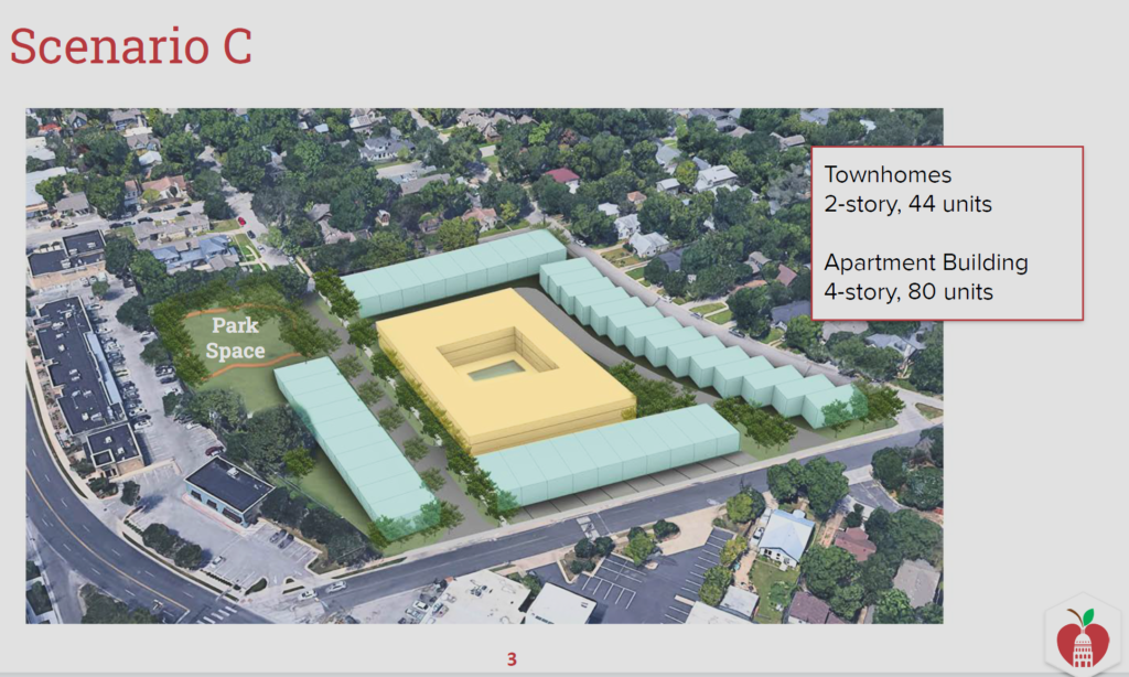 Option C offered a mix of townhomes and a small apartment  building